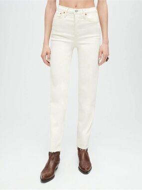 Re/Done Off-White Straight Leg Jeans